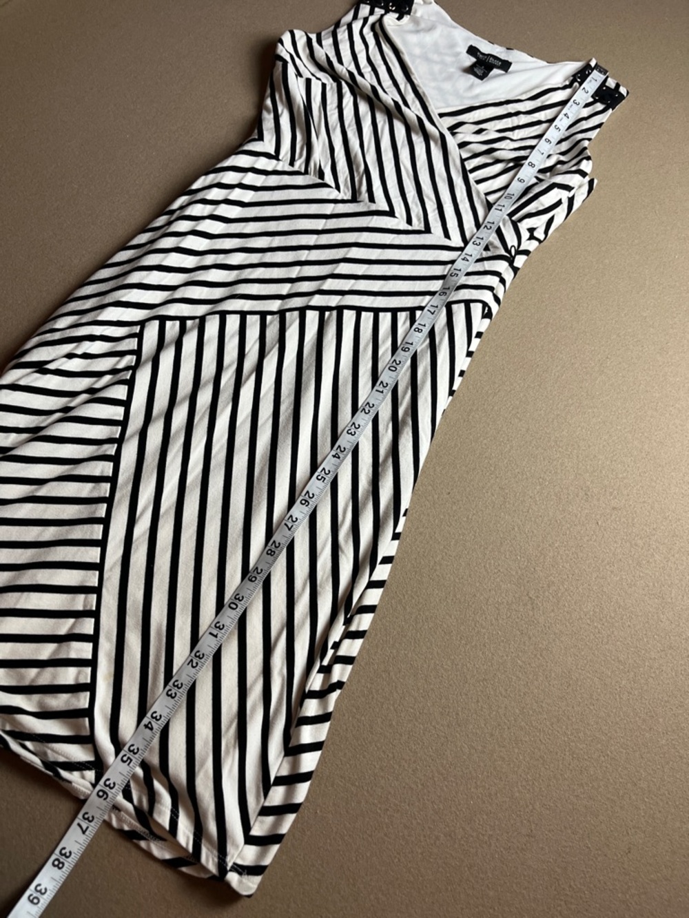 White House Black Market Striped Sheath Dress Black & White Wrap Dress - 2 - Picture 7 of 11